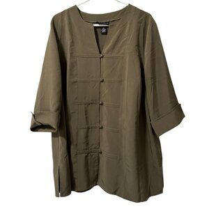 Maggie Barnes Tunic Top Button up Plus Size 1X 18/20 Lagenlook Button Down Artsy
